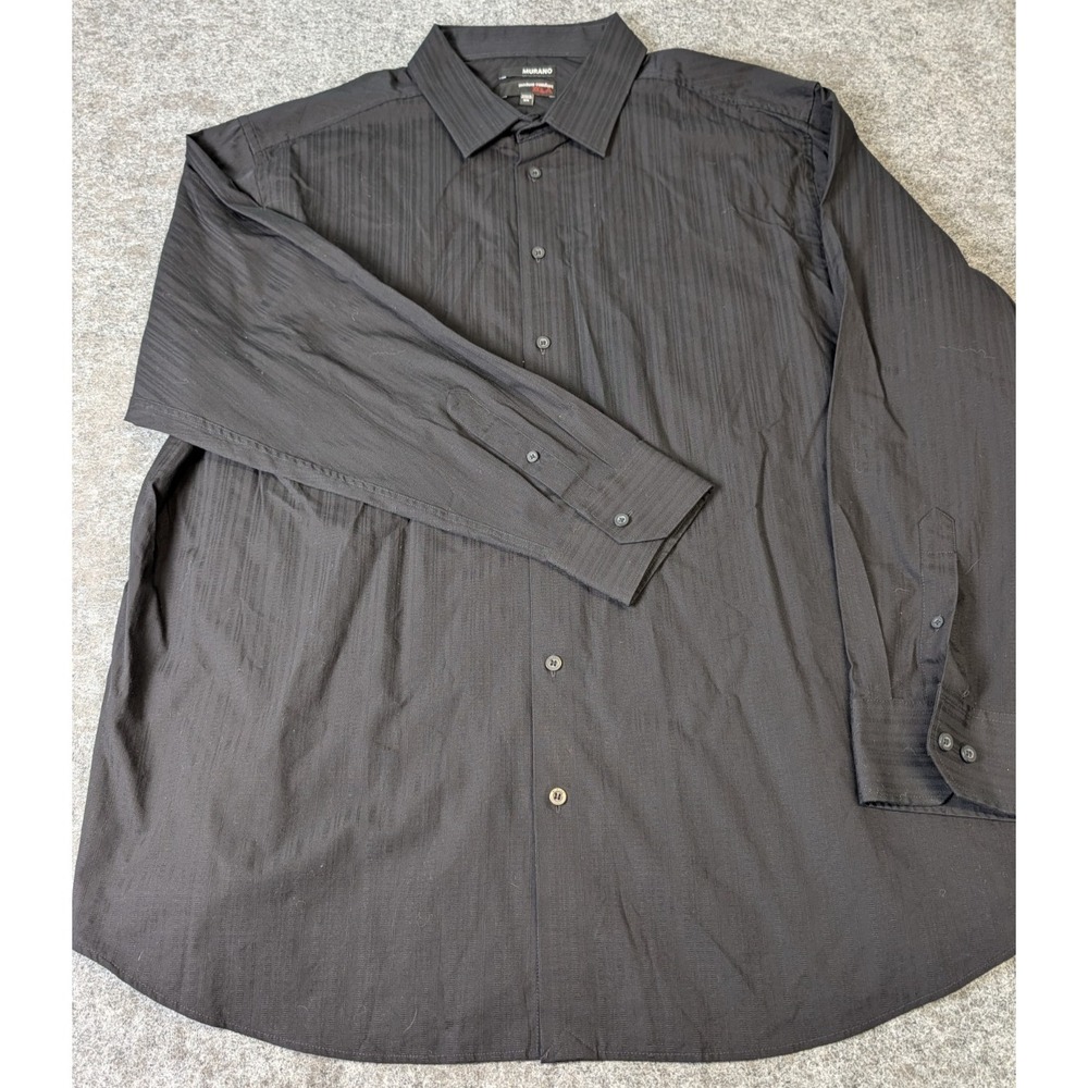 Murano Modern Comfort XLA Men's 3X Long Sleeve Shirt Black Subtle Stripe